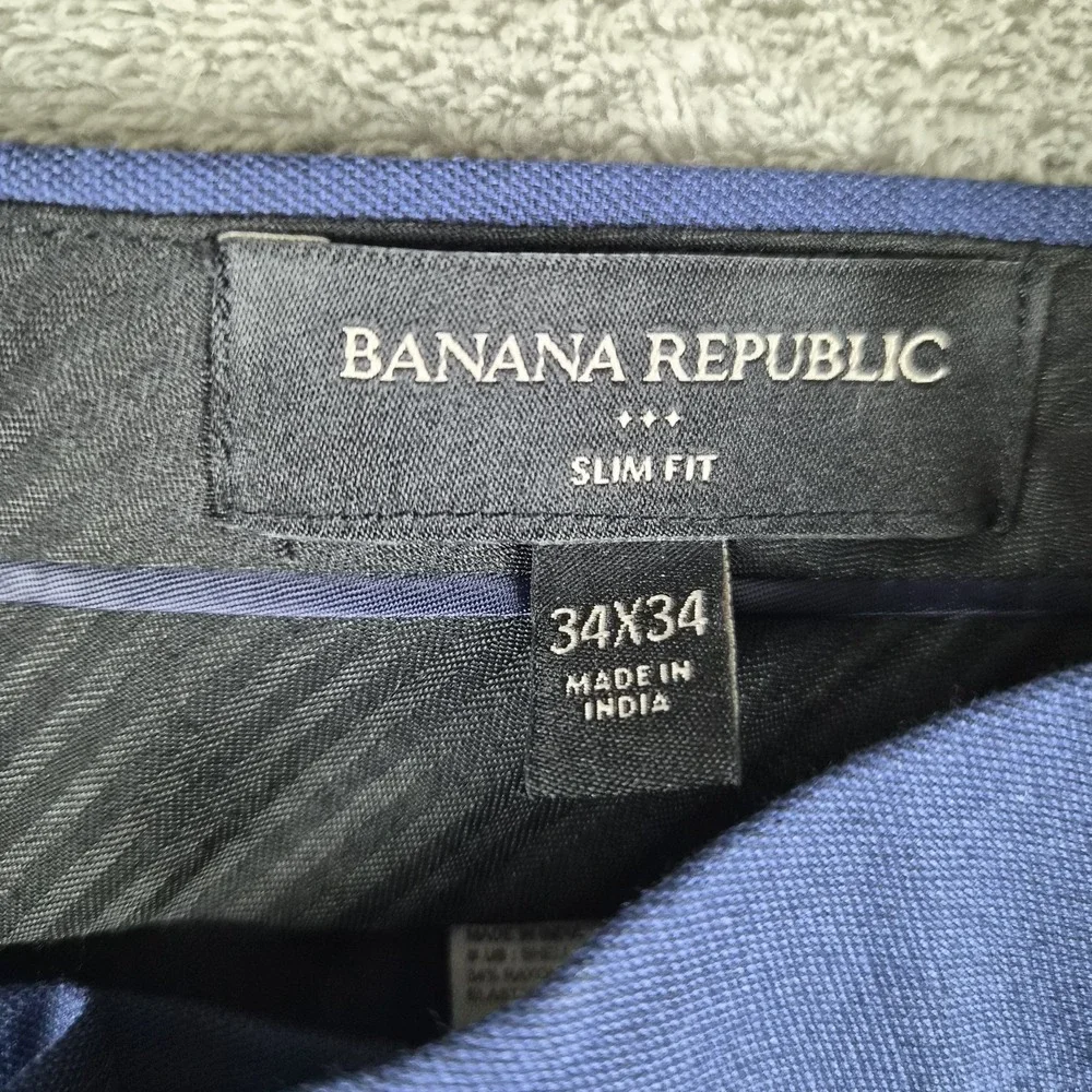 Banana Republic Pants Mens 36x30 Tan Plaid 100% Cotton Flat Front Dress Chino